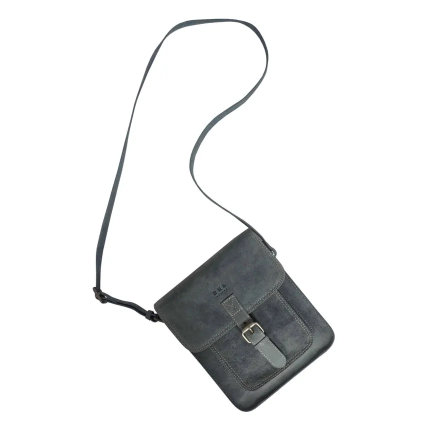 Denim Distressed Leather Ipad Tablet Crossbody Bag