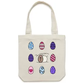 Easter Eggs and Jesus' Tomb Bright Chrisitan Canvas Tote Bag - Carrie