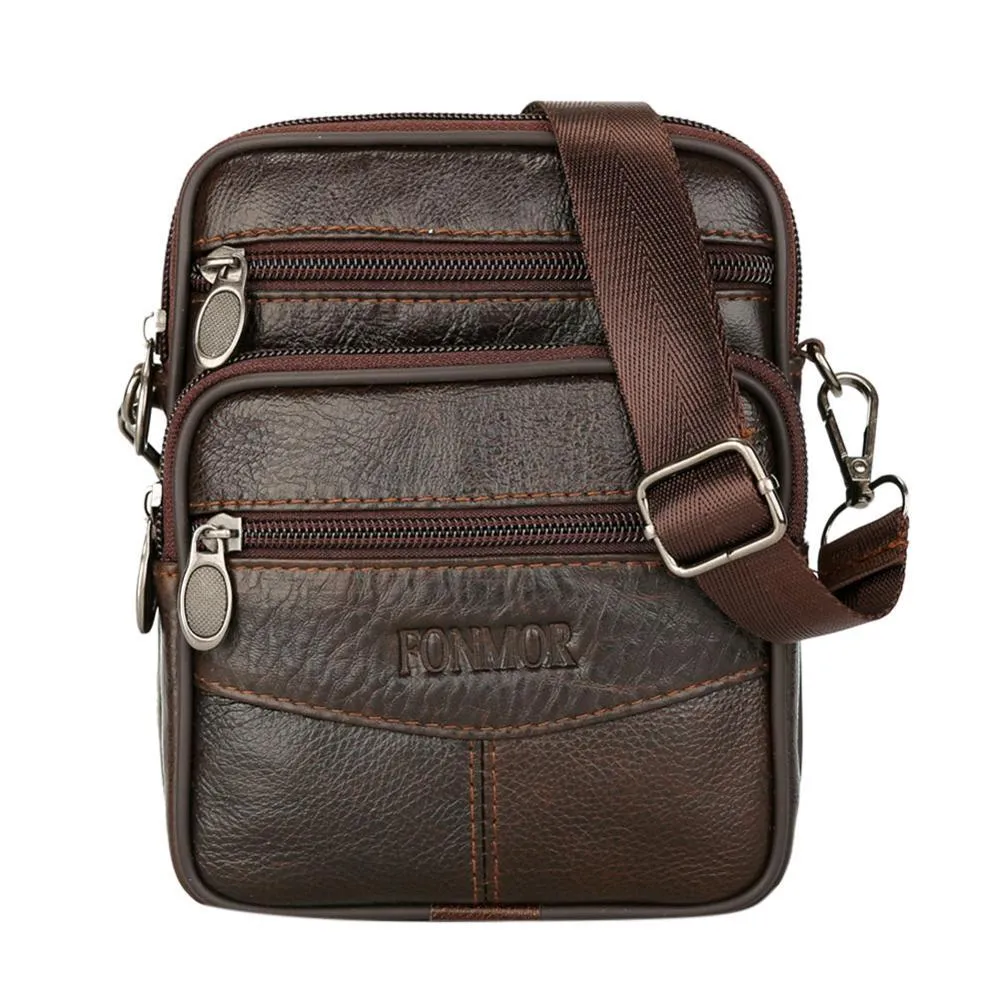 F&M™ Men's Leather Crossbody Messenger Satchel Small Shoulder Bag