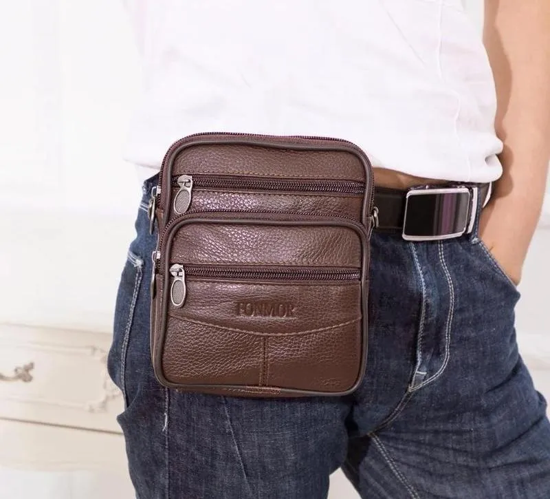 F&M™ Men's Leather Crossbody Messenger Satchel Small Shoulder Bag