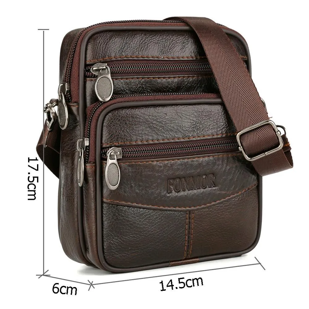 F&M™ Men's Leather Crossbody Messenger Satchel Small Shoulder Bag