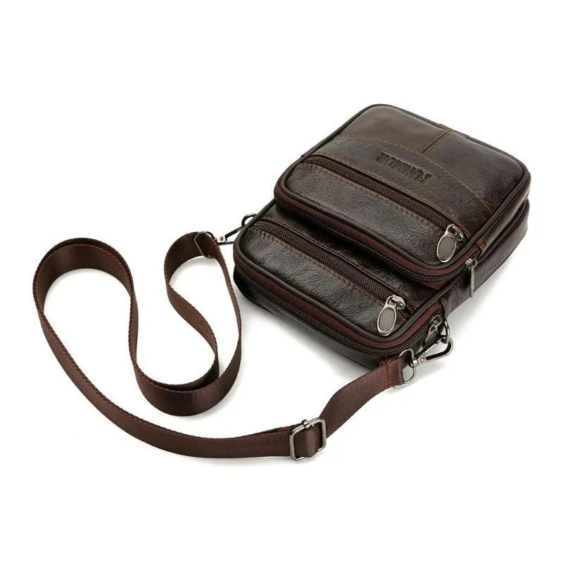 F&M™ Men's Leather Crossbody Messenger Satchel Small Shoulder Bag