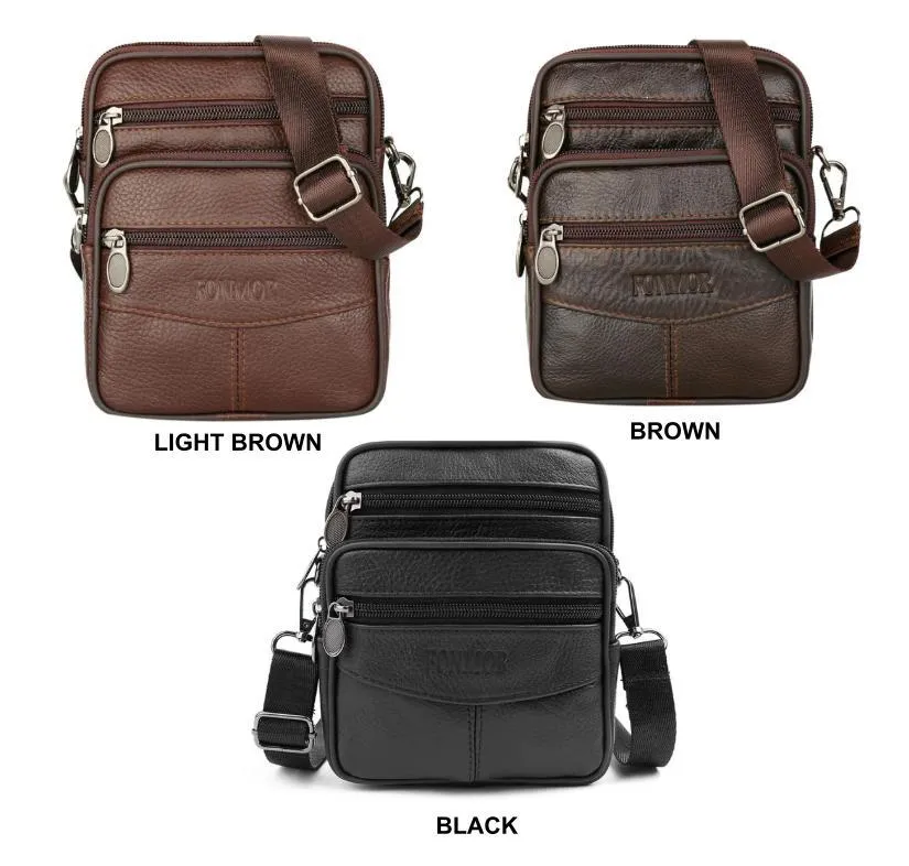 F&M™ Men's Leather Crossbody Messenger Satchel Small Shoulder Bag