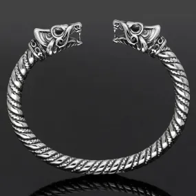 Fanged Wolf Torc Bracelet - Stainless Steel