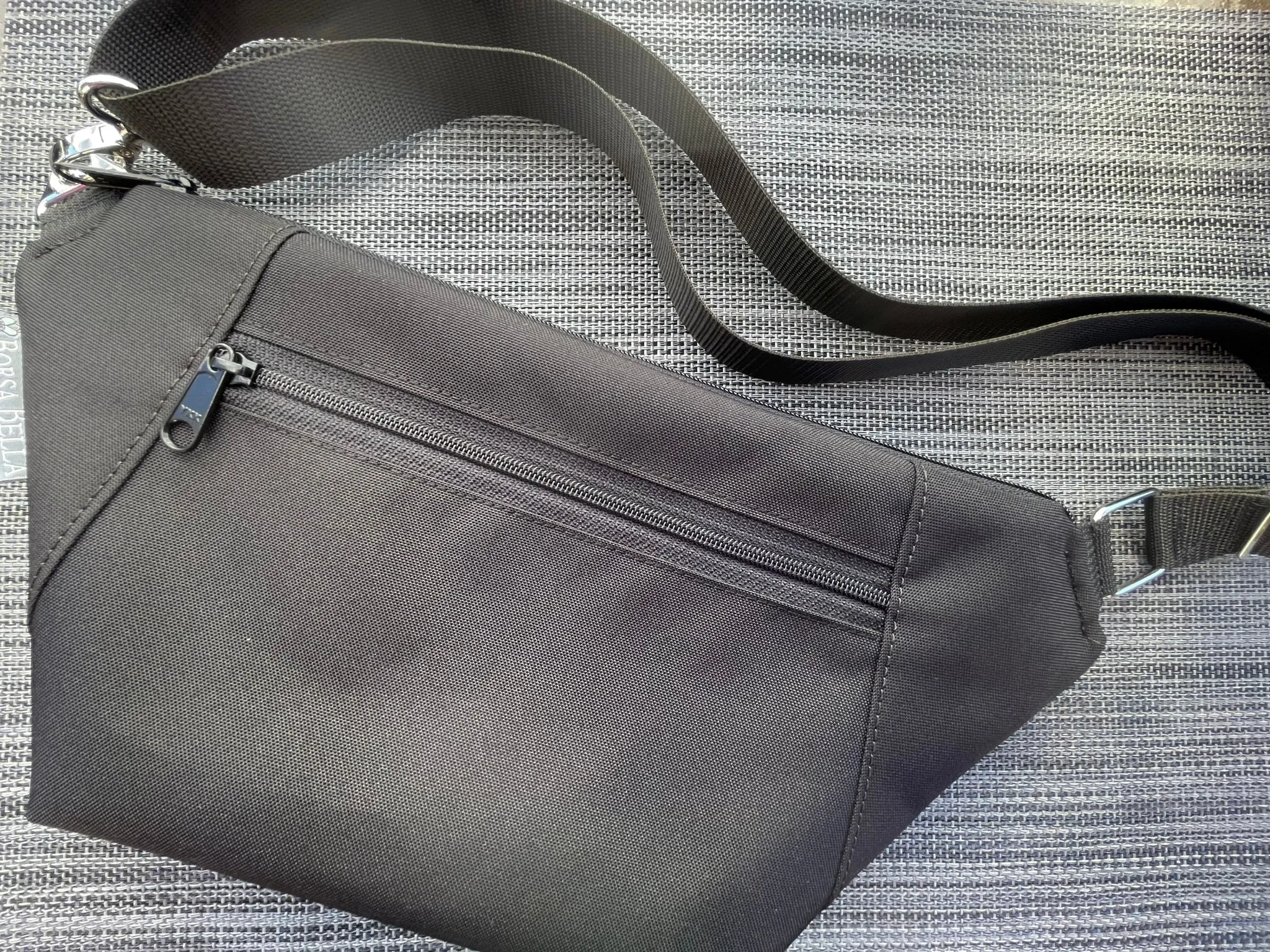 Fanny Pack or Crossbody Bag -  Black Canvas Waterproof Fabric