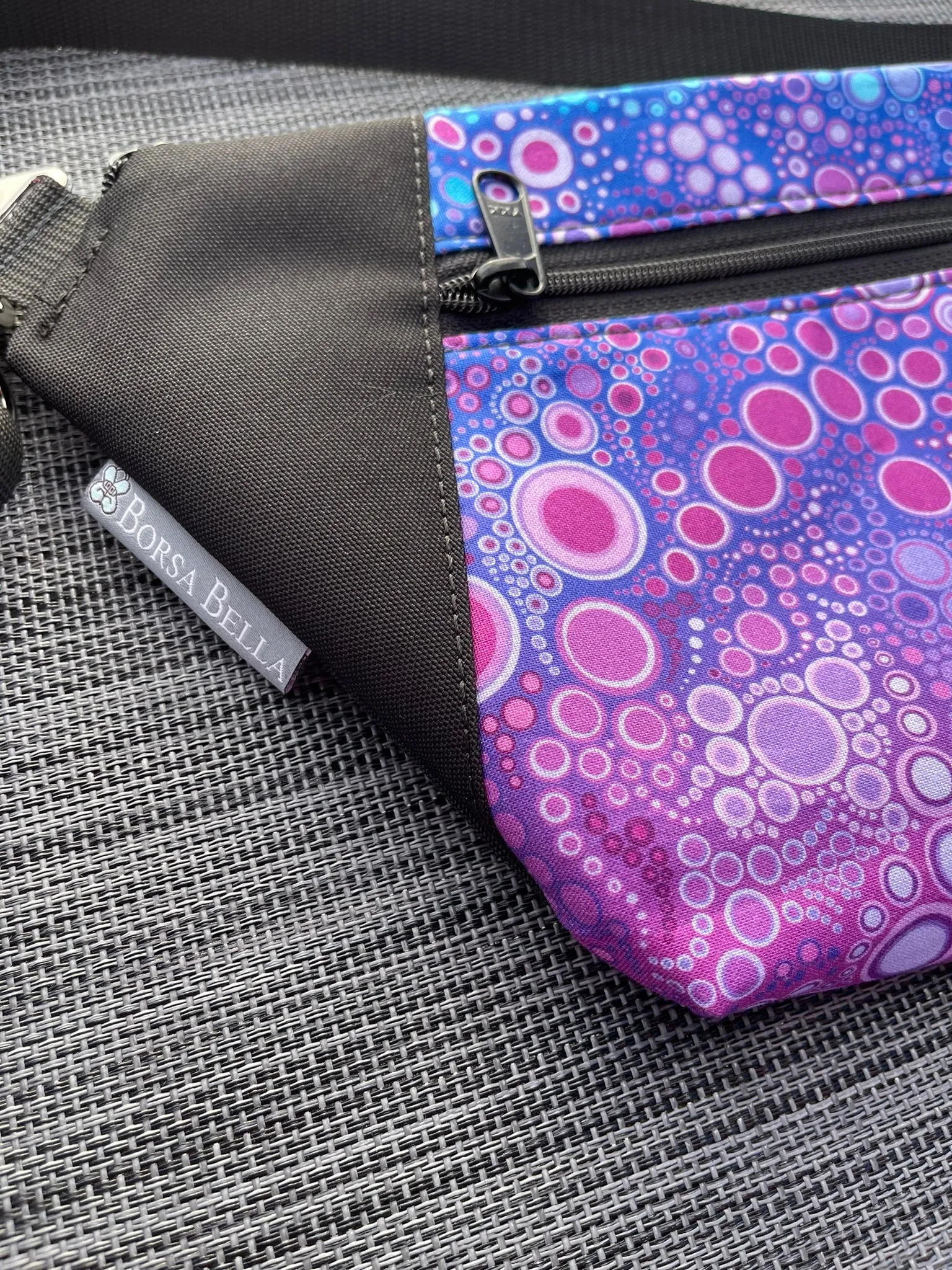 Fanny Pack or Crossbody Bag -  Blue/Purple Dot Fabric