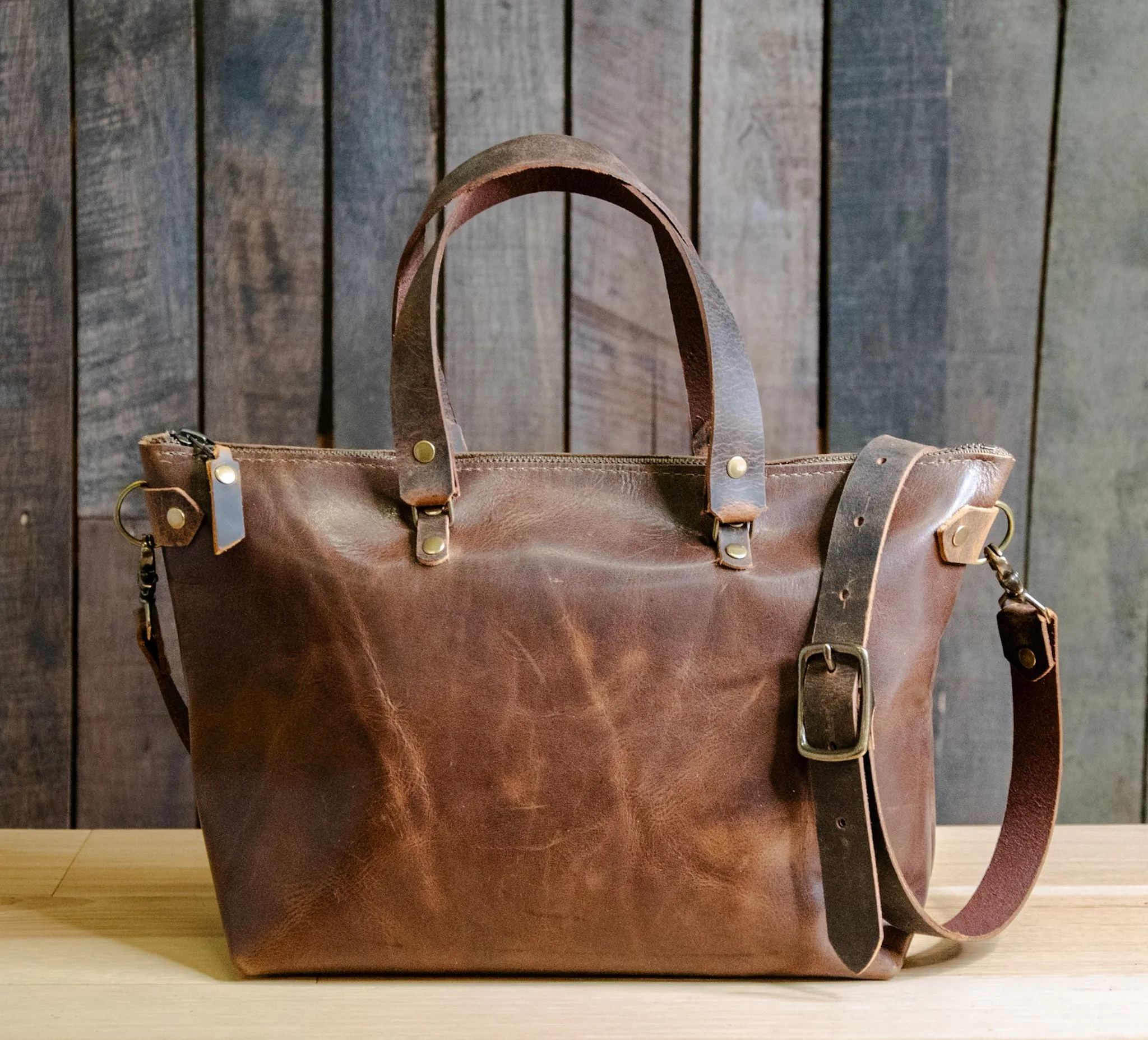 Flagship Colors | Handmade Leather Purse | Eco Friendly Leather Tote Bag | The Bowler Bag | Medium