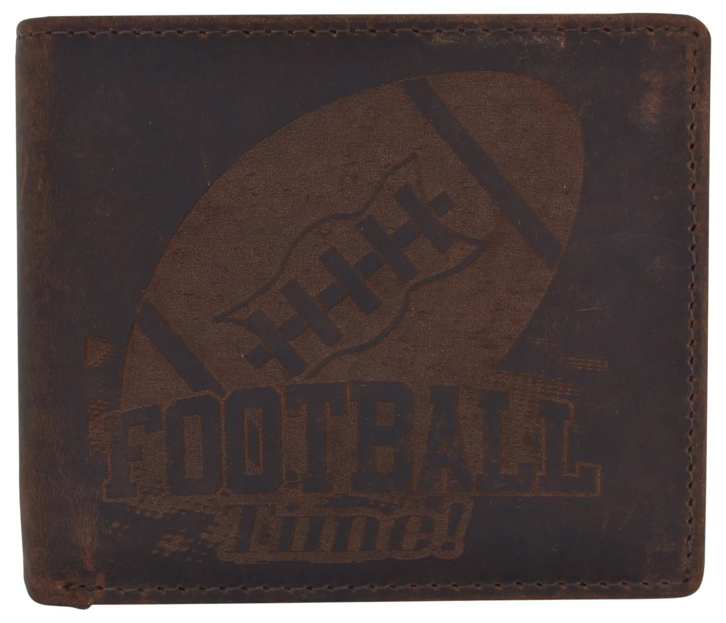 Football Logo Mens RFID Blocking Genuine Leather Bifold Wallet /53HTC Football