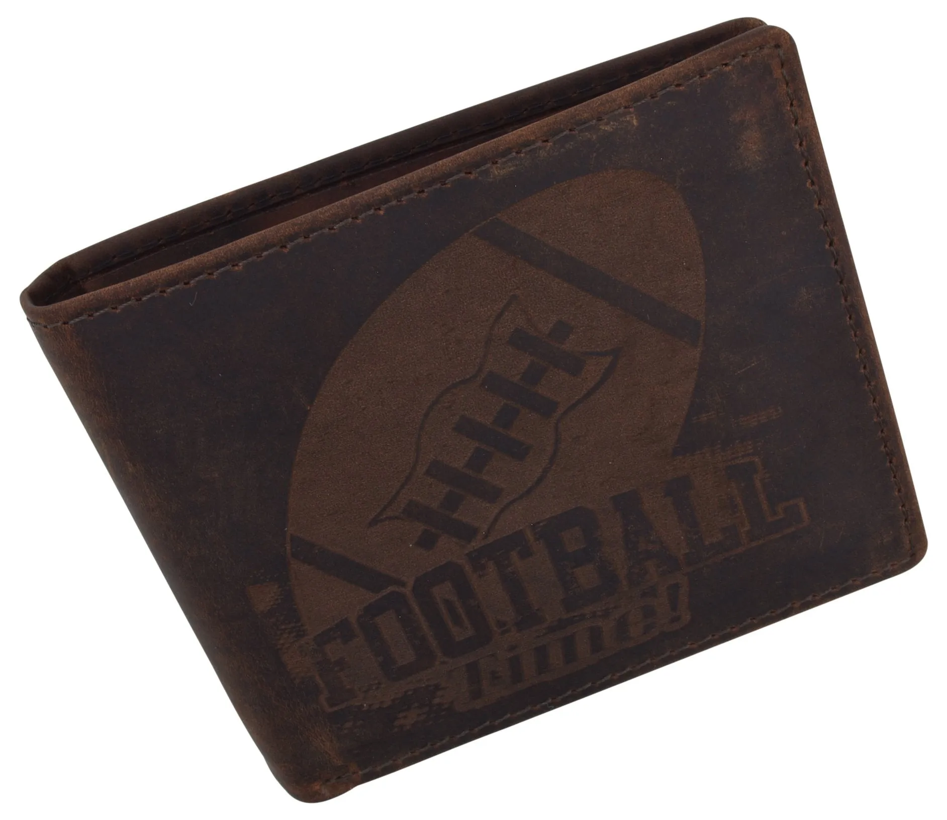 Football Logo Mens RFID Blocking Genuine Leather Bifold Wallet /53HTC Football