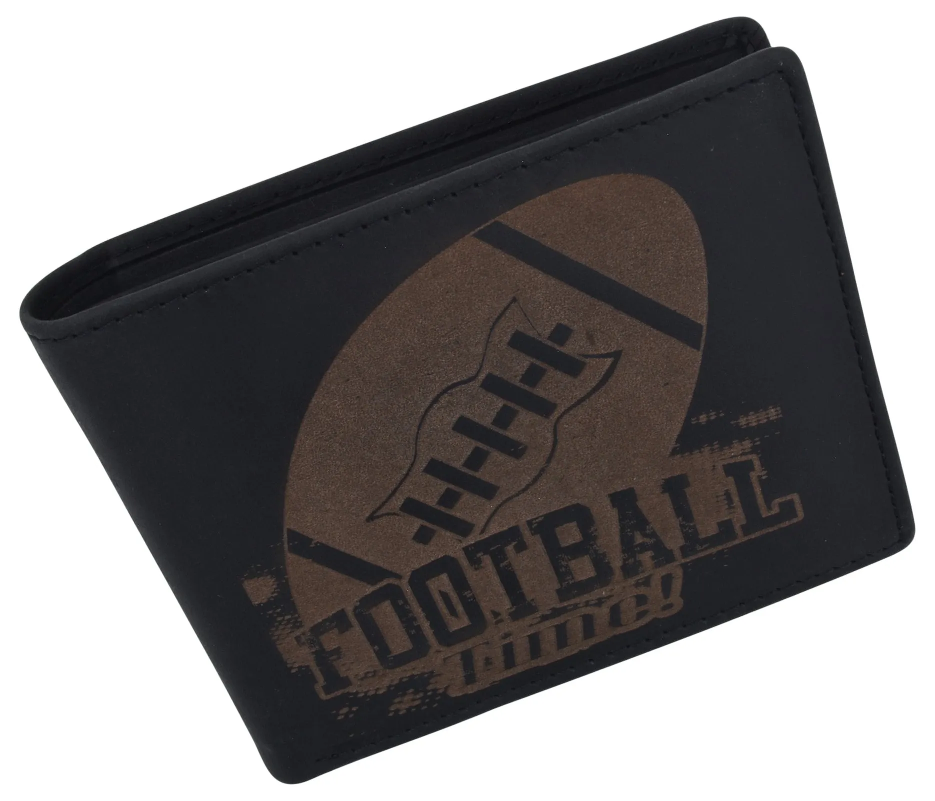 Football Logo Mens RFID Blocking Genuine Leather Bifold Wallet /53HTC Football