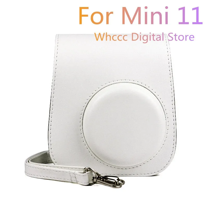 For Instax Mini 11 Camera Case PU Leather Soft Silicone Cover Bag for Fujifilm Polaroid Film Camera Bag with Shoulder Strap