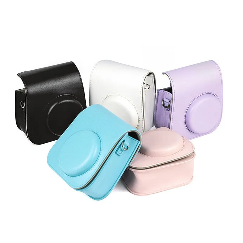 For Instax Mini 11 Camera Case PU Leather Soft Silicone Cover Bag for Fujifilm Polaroid Film Camera Bag with Shoulder Strap