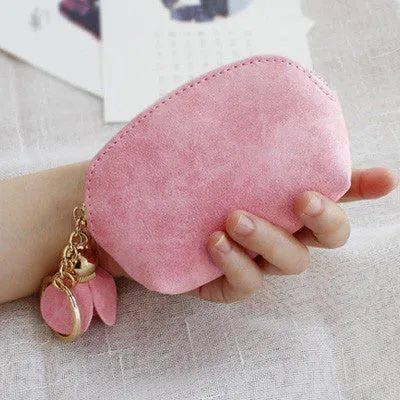 Fresh Solid Cute Coin Purse Zipper Flower Women Mini Wallet  Key Holder Bag Card Holder Clutch Money Bag  Luxury Brand Designer