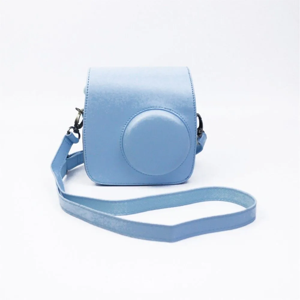 Fujifilm Instax Mini 7 Plus leather case with shoulder strap - Blue