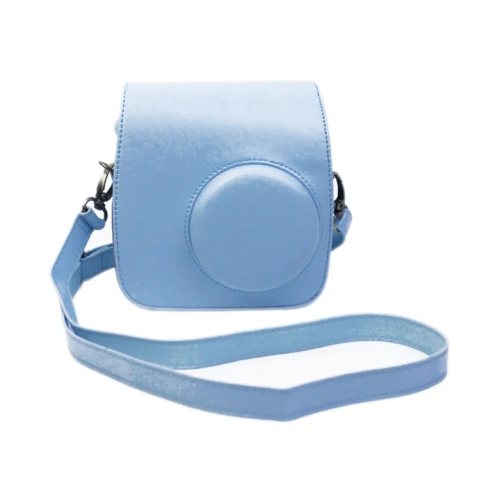 Fujifilm Instax Mini 7 Plus leather case with shoulder strap - Blue