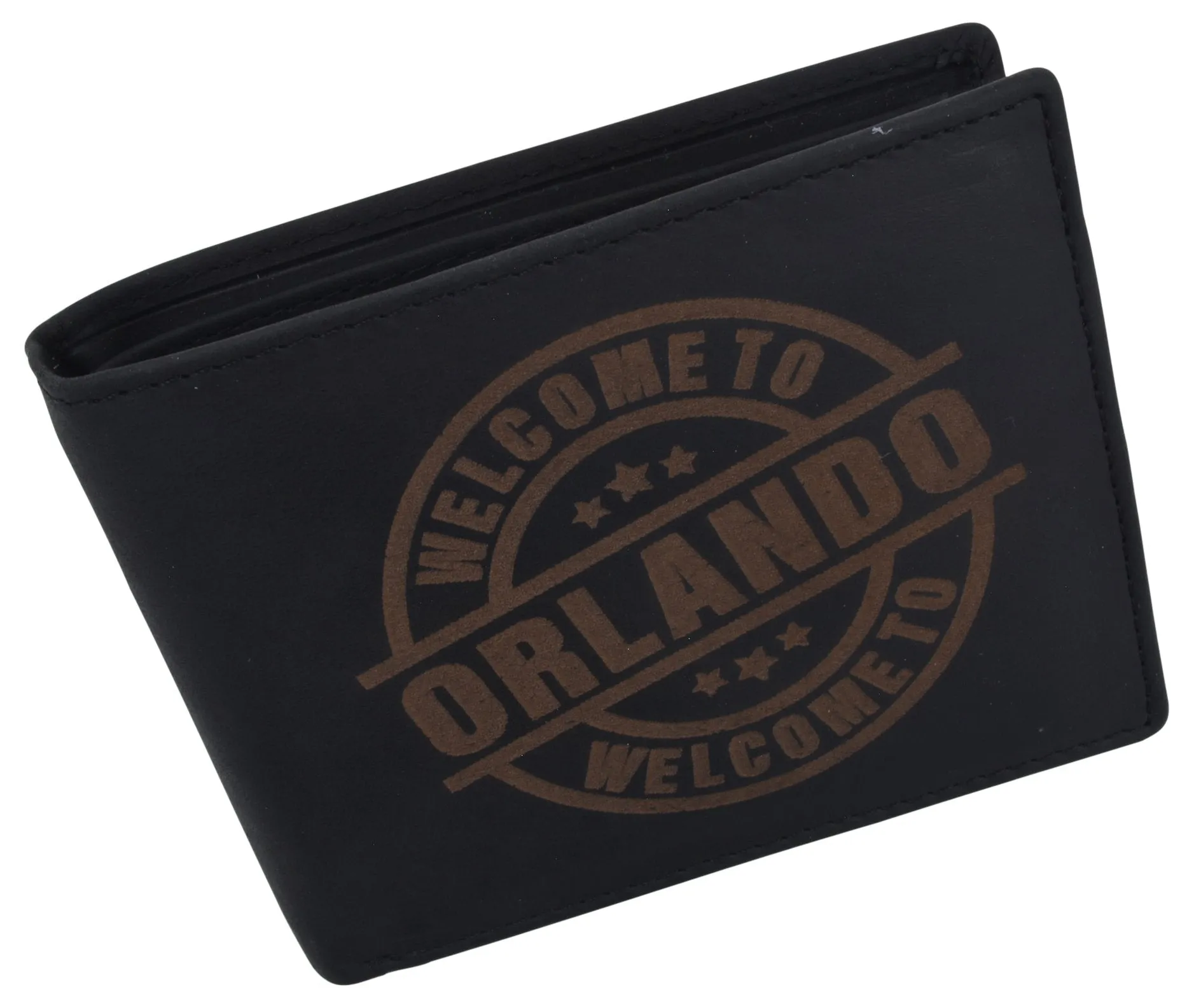 Genuine Leather Bifold Welcome to Orlando RFID Men's Wallet /53HTC Orlando 1