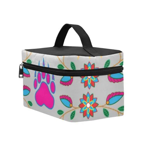 Geometric Floral Fall-Gray Cosmetic Bag/Large