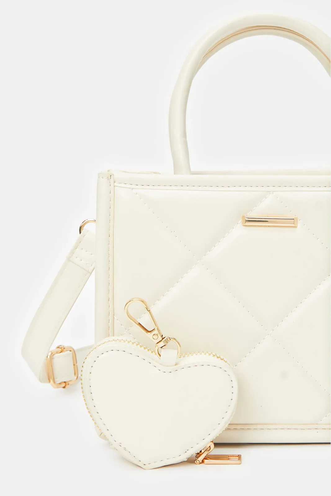 Girls Cream Embellished Cross Body Bag