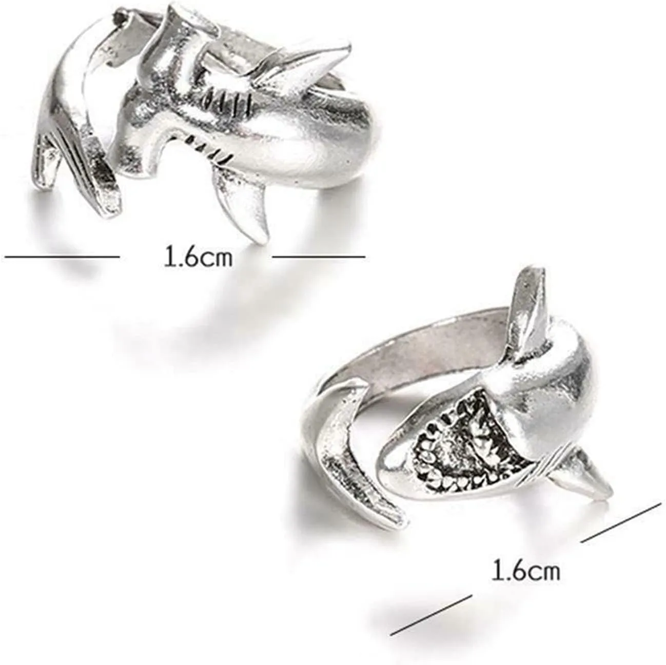 Hammerhead & Reef Shark Rings: adjustable 2 pieces ring set