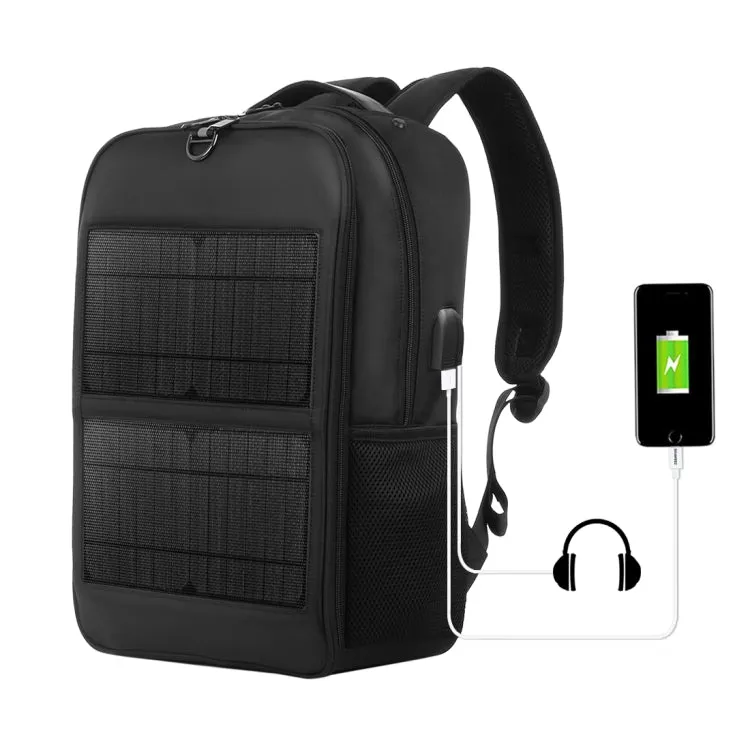 HAWEEL 14W Solar Panel Power Backpack Laptop Bag with Handle and 5V / 2.1A Max USB Charging Port(Black)