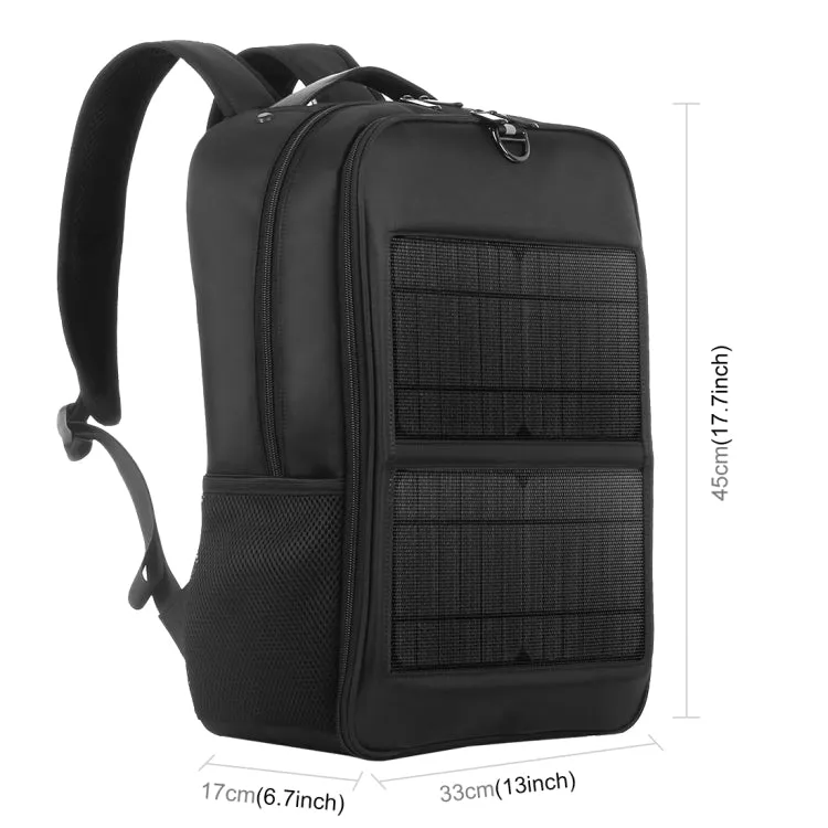 HAWEEL 14W Solar Panel Power Backpack Laptop Bag with Handle and 5V / 2.1A Max USB Charging Port(Black)