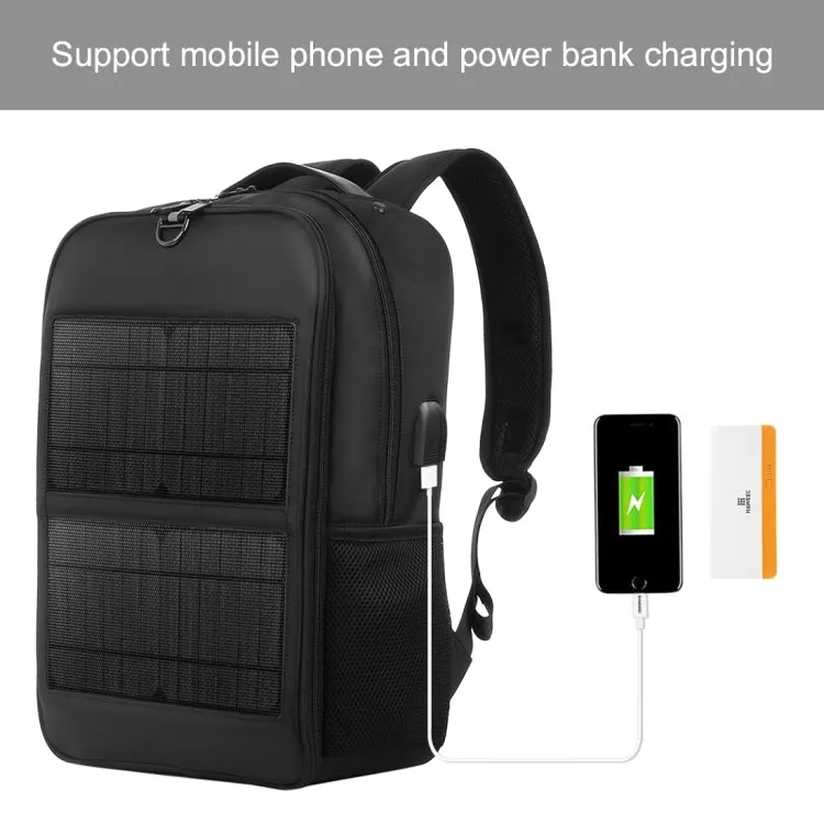 HAWEEL 14W Solar Panel Power Backpack Laptop Bag with Handle and 5V / 2.1A Max USB Charging Port(Black)