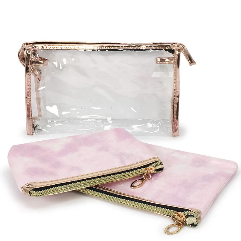 Holographic Glitter Pink Cosmetic Bag 3PC Set (1 unit)