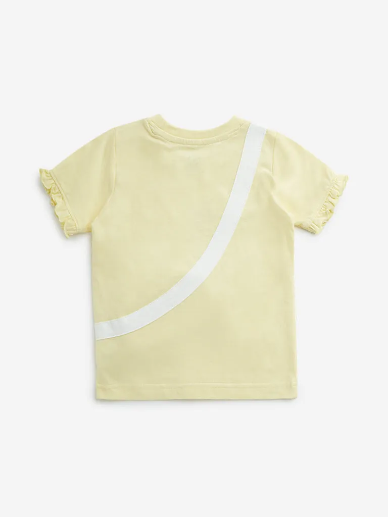 HOP Kids Yellow Fanny Pack Detailed Cotton T-Shirt