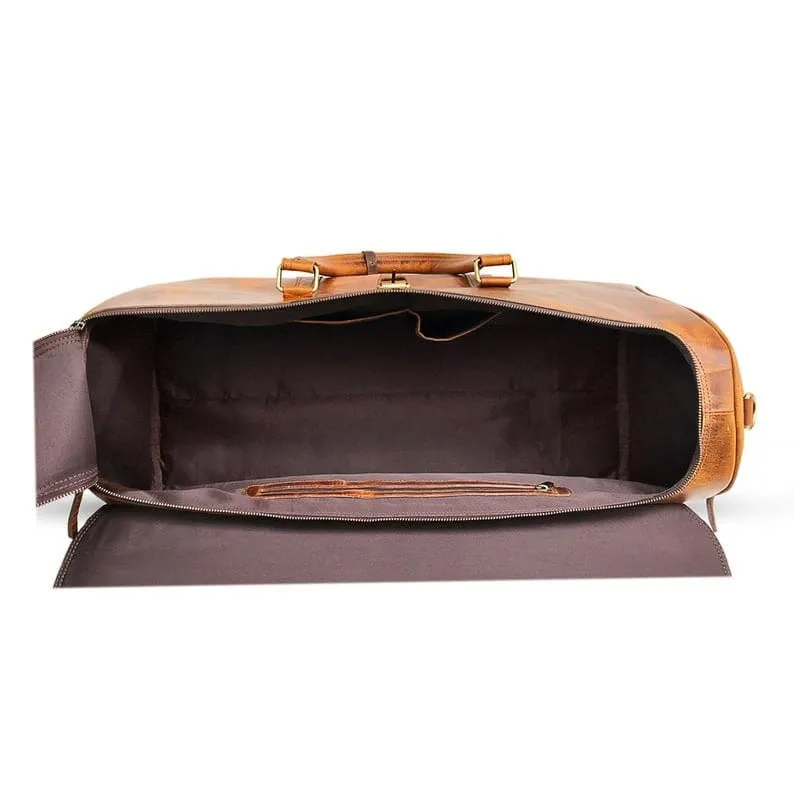 Hunter Brown Leather Duffle Bag