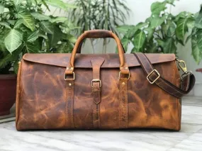 Hunter Brown Leather Duffle Bag