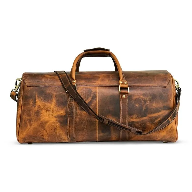 Hunter Brown Leather Duffle Bag