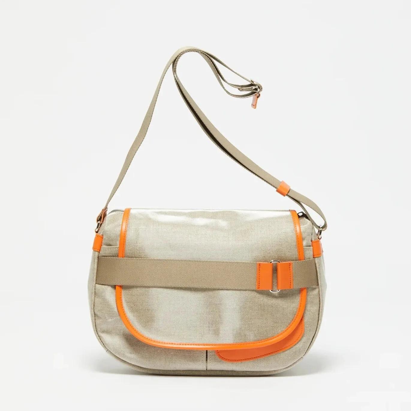 Jack Gomme Paris Gaby Linen Satchel Natural   Orange