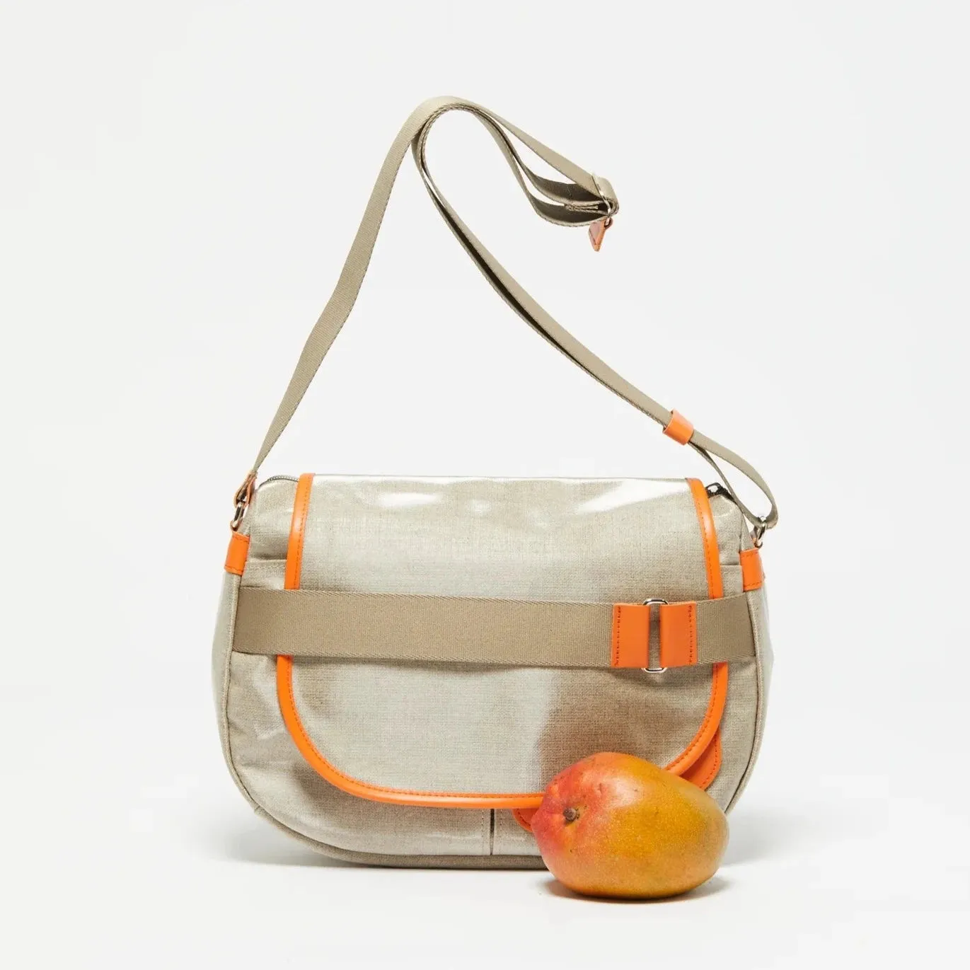 Jack Gomme Paris Gaby Linen Satchel Natural   Orange