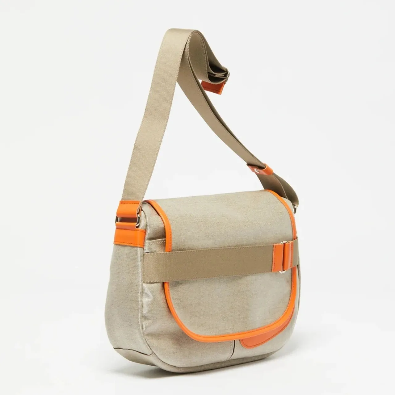 Jack Gomme Paris Gaby Linen Satchel Natural   Orange