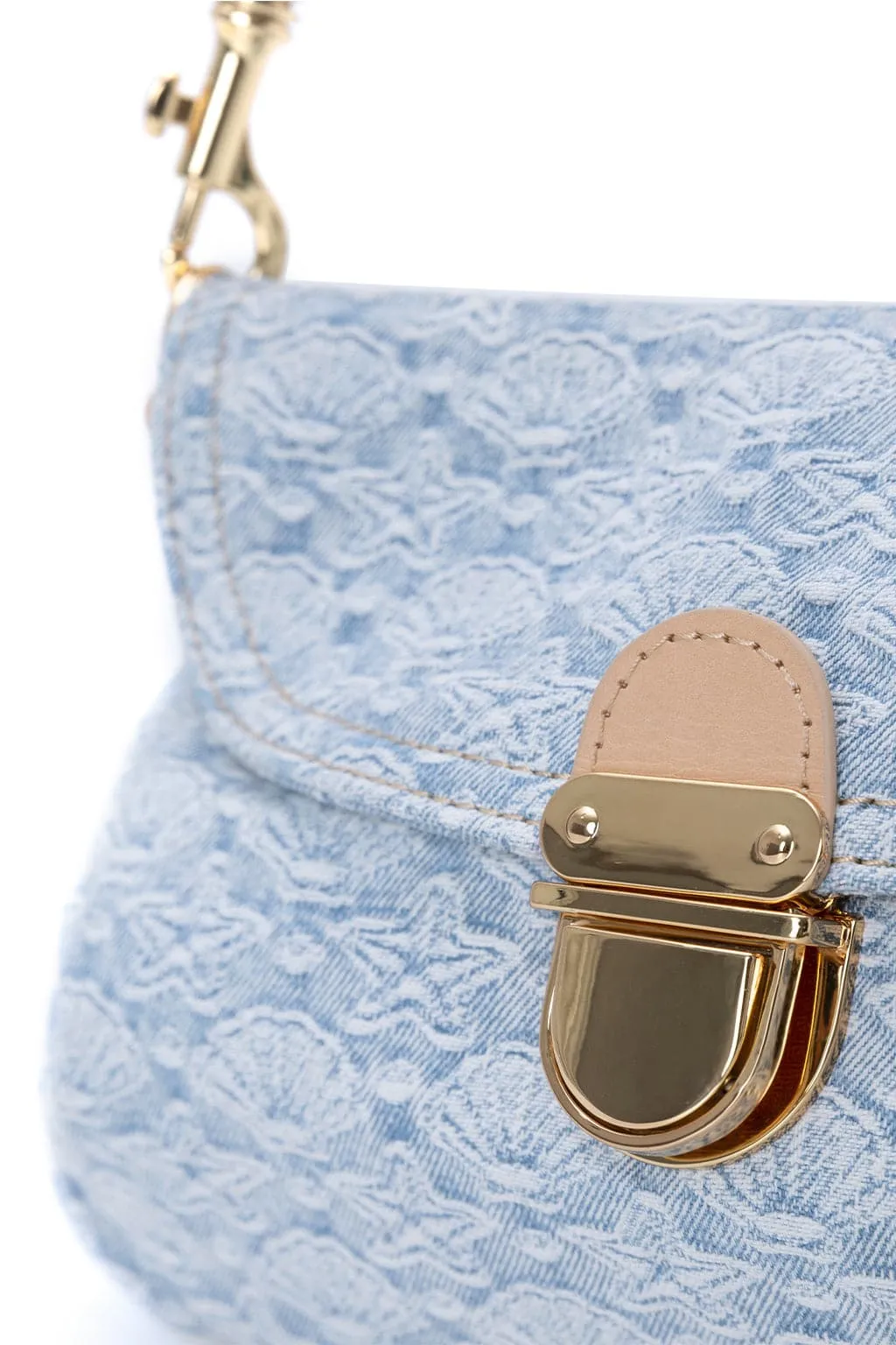 Jacquard Denim Blue Shoulder Bag