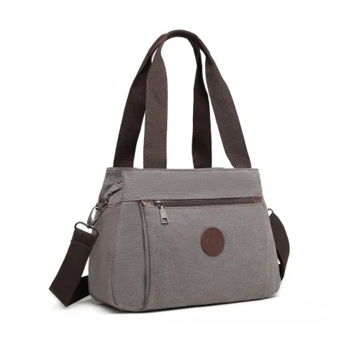 Kono Canvas Multi-Functional Cross Body Bag - Grey | Stylish & Durable Tote for Travel, Work & More