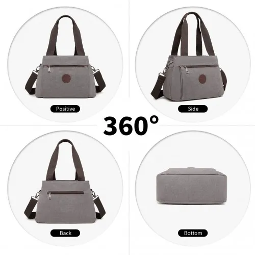 Kono Canvas Multi-Functional Cross Body Bag - Grey | Stylish & Durable Tote for Travel, Work & More