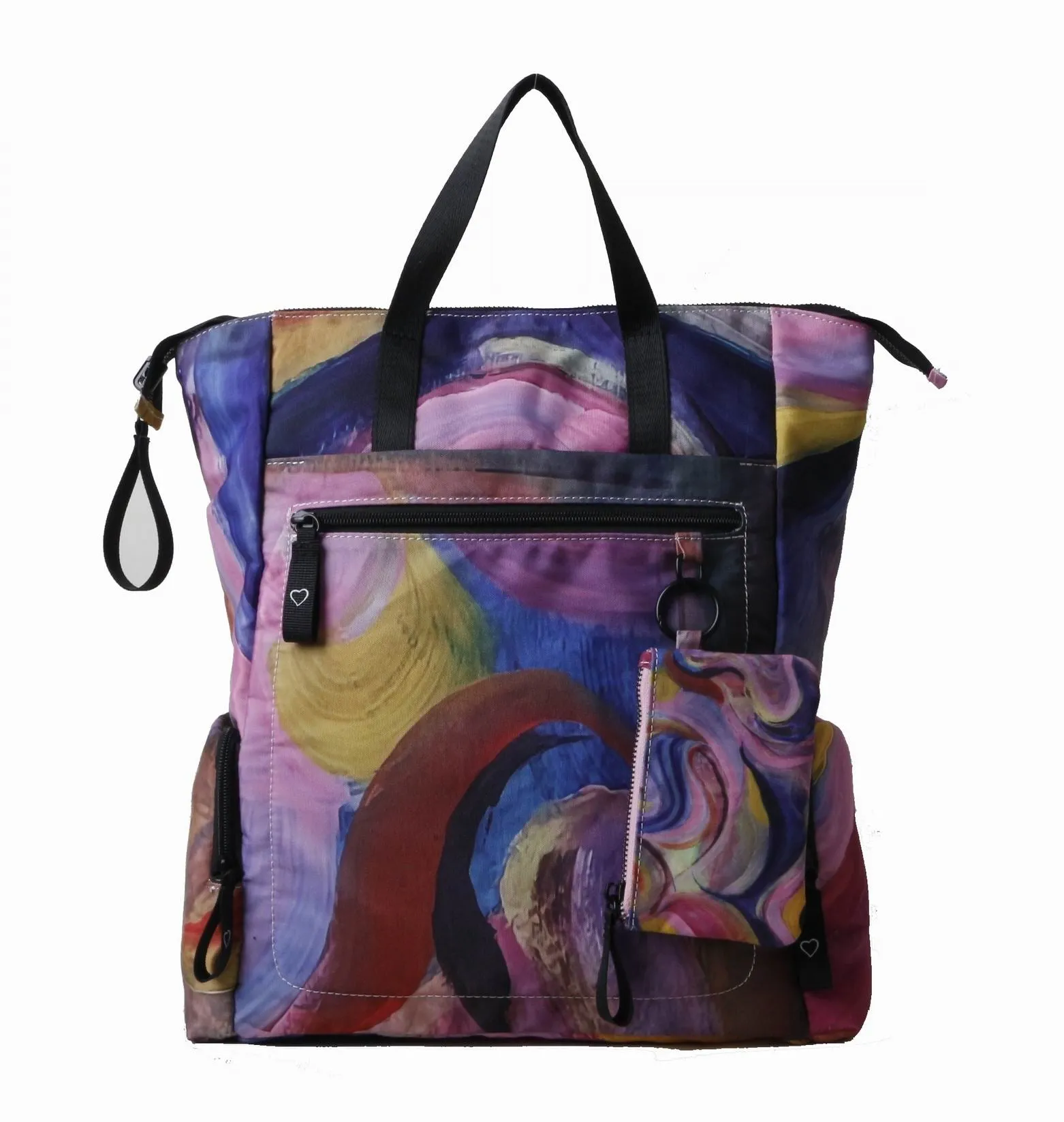 KoreaCA25B Multi colored reversible  canvas/nylon tote/knapsack