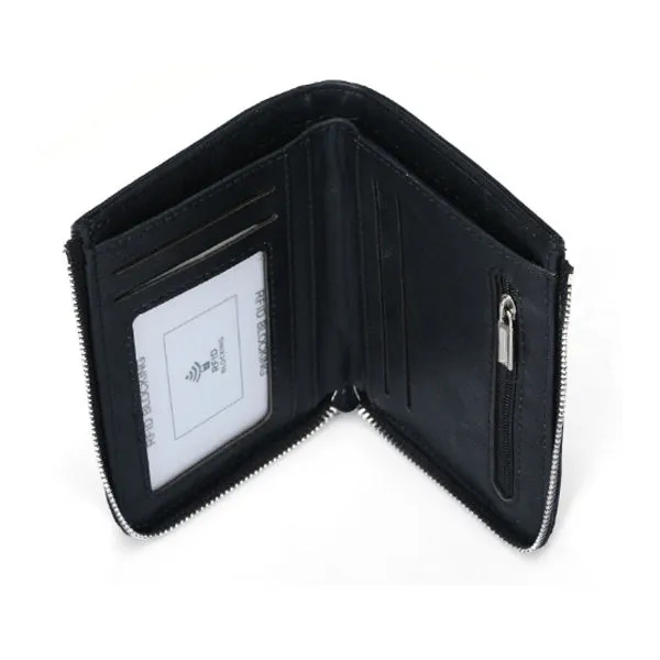 Korean Style RFID Zipper Multi-Card Slot Men Wallet 韓版RFID拉鍊多卡位男士黑色錢包 CH19064