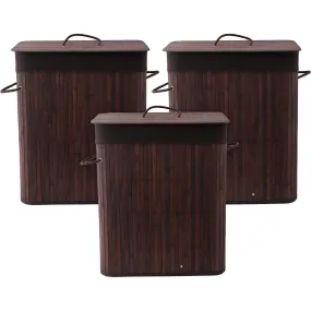 Kuber Industries Laundry Basket | Bamboo Laundry Basket With Lid | Cloth Hamper Basket for Bathroom | Laundry Basket for Toys | Storage Basket | Pack of 4 | Dark Brown