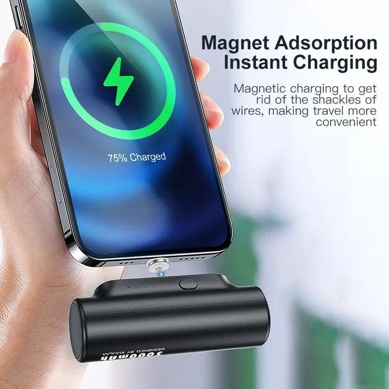 KUULAA 3000mAh Magnetic Power Bank - Portable Charger for iPhone 15/14/13/12 & Samsung Devices