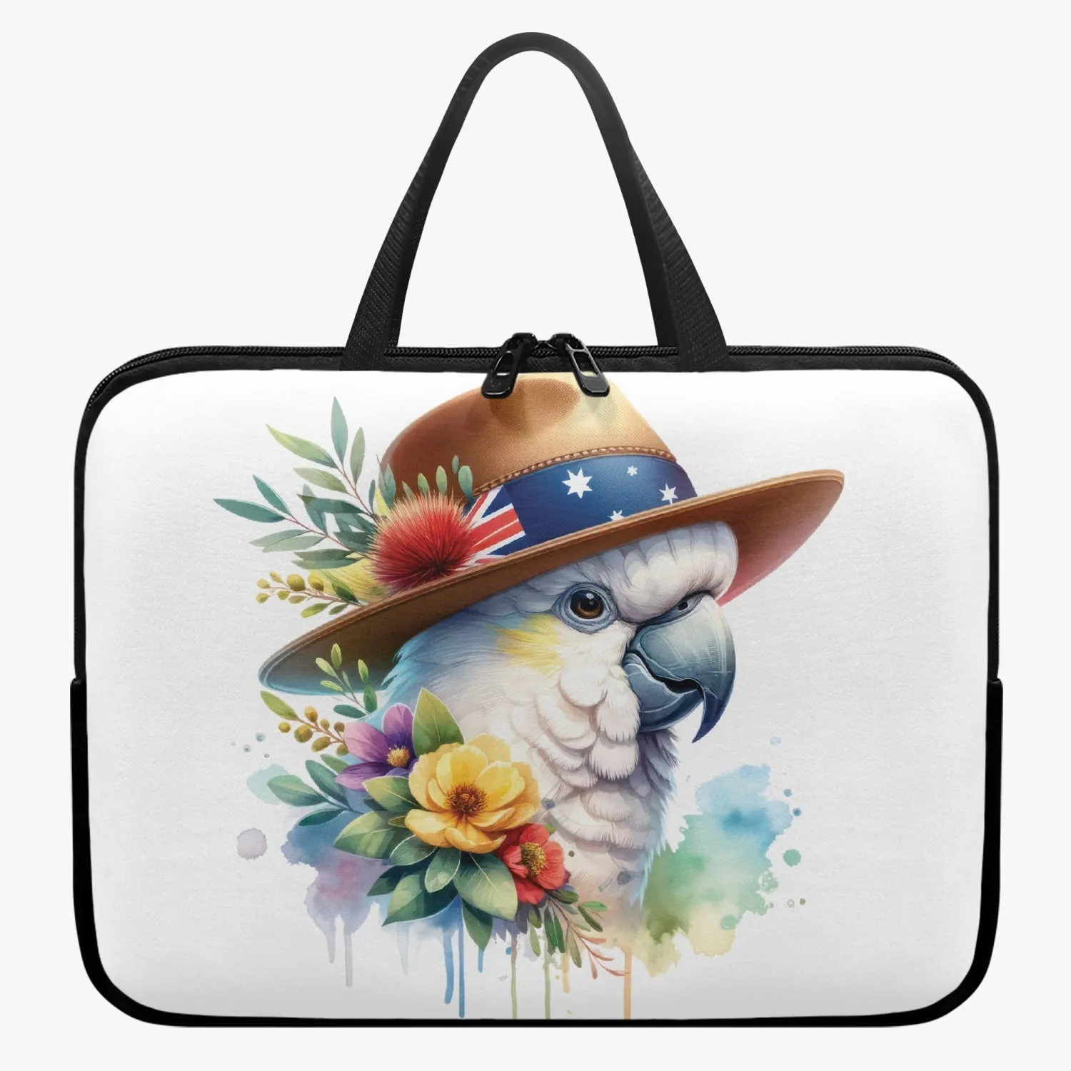 Laptop Sleeve with Handles - Australian Handles - Cockatoo