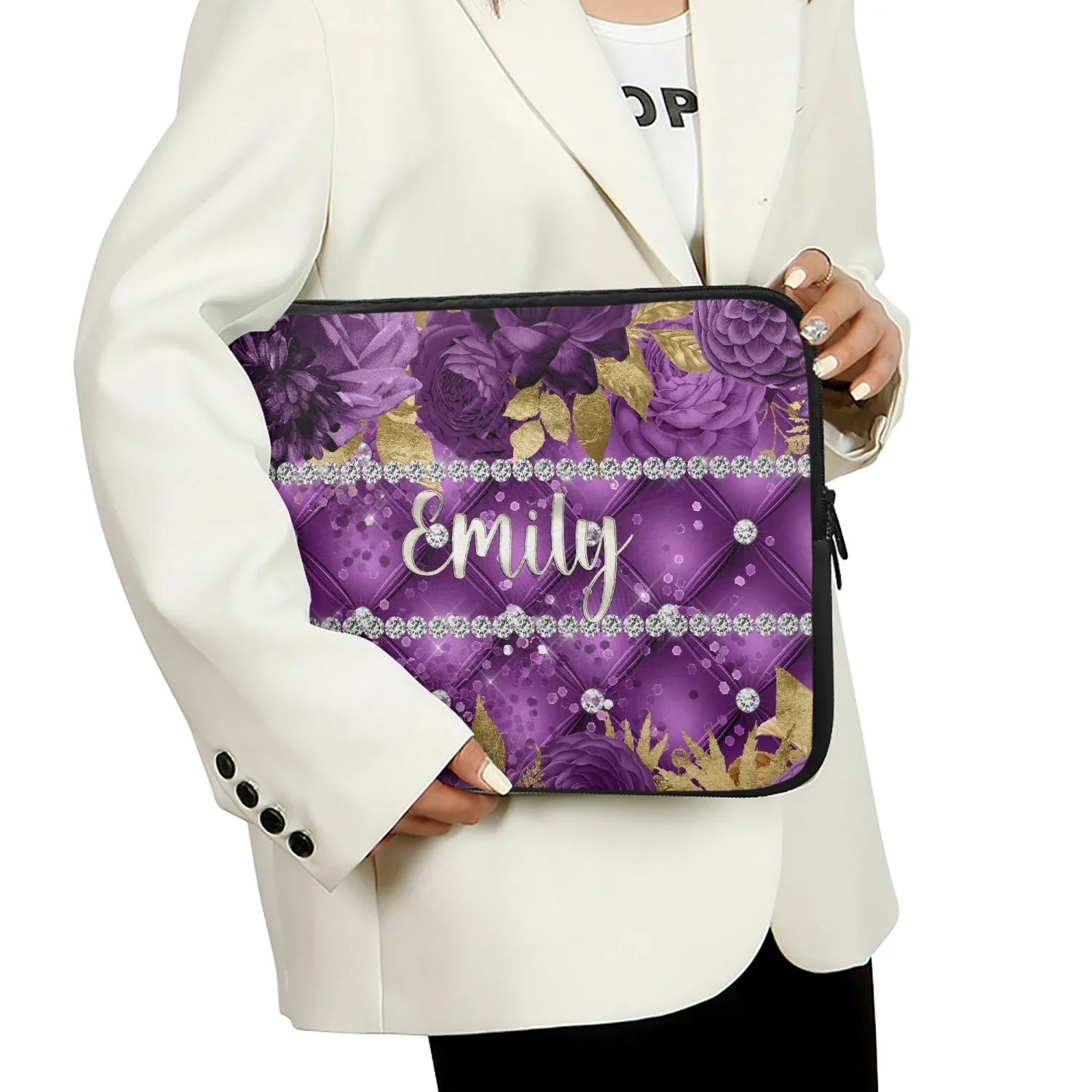 Laptop Sleeve - without handles - Purple Floral - Personalised