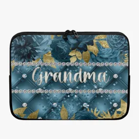 Laptop Sleeve - without handles - Teal Floral - Grandma