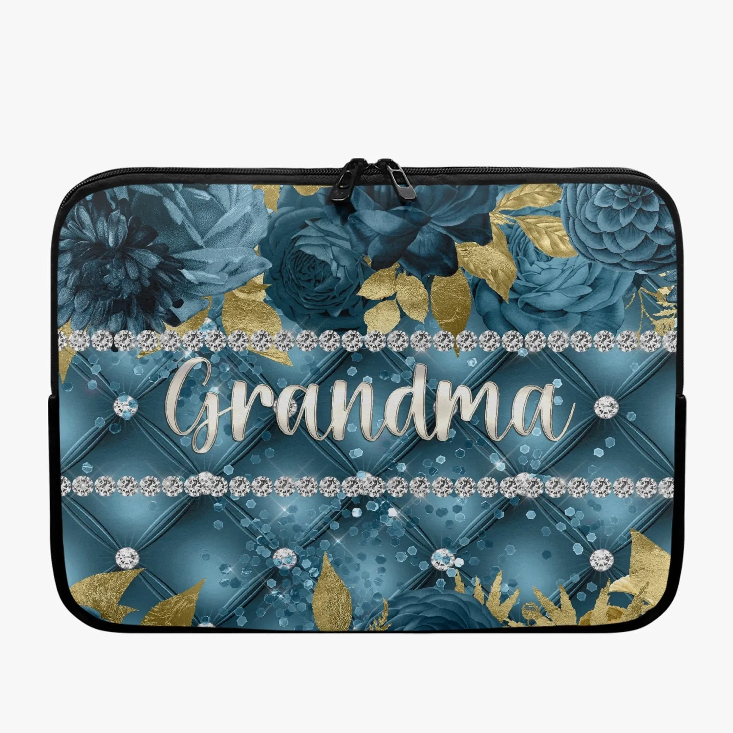 Laptop Sleeve - without handles - Teal Floral - Grandma