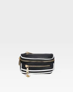 Leather Grain Fanny Pack in Black & White