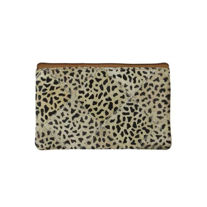 Leather Leopard Pouch Bag