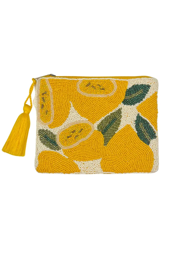 Lemon Beaded Pouch