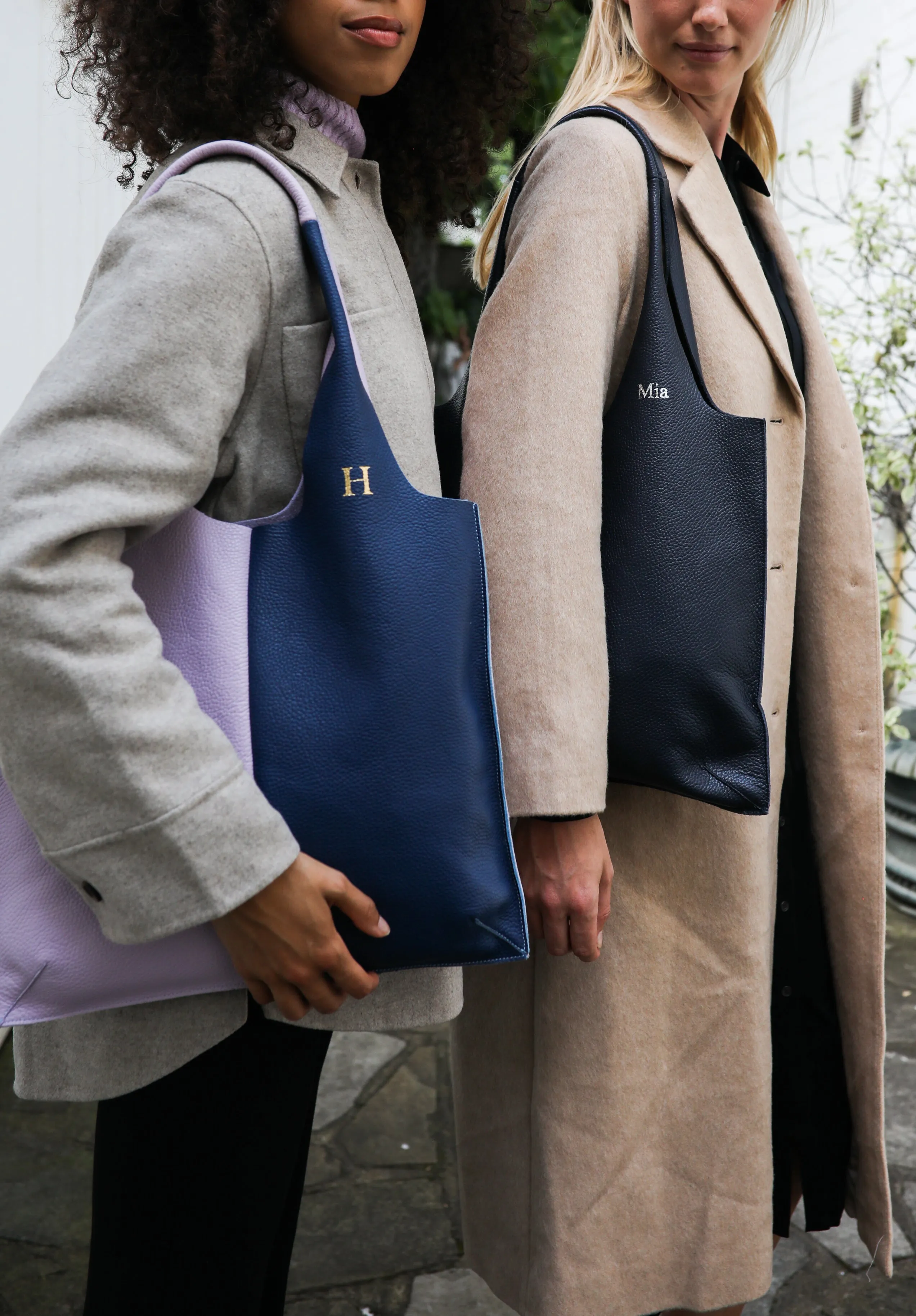 Lilac and Navy Tote Bag