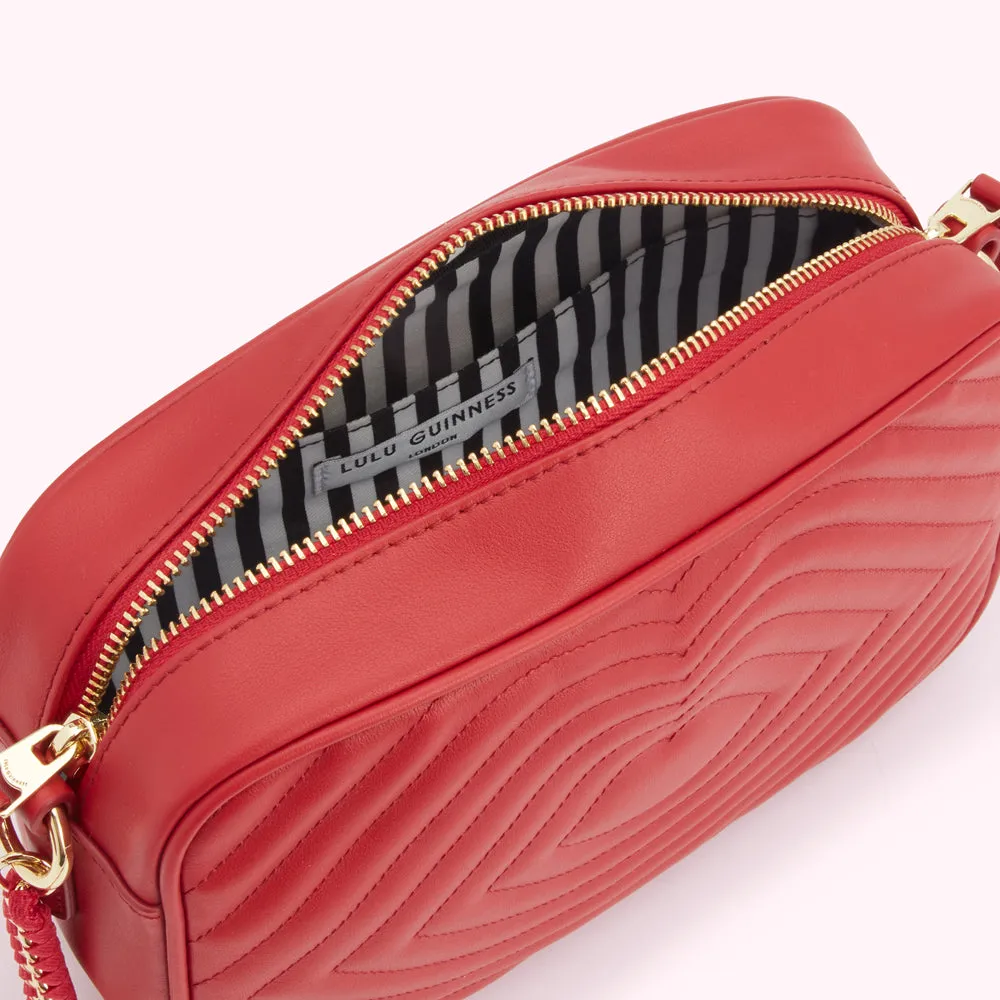 LULU RED LIP RIPPLE QUILTED LEATHER BELLA CROSSBODY BAG